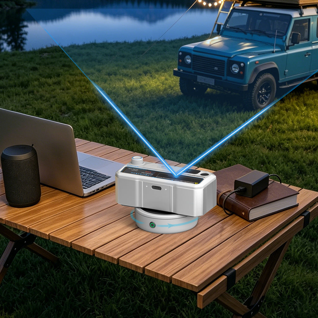 Visuel commercial Photon Matrix présentant un appareil sur une table en extérieur